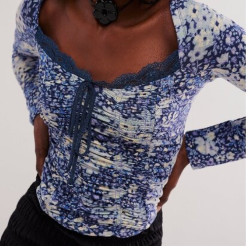 free people • layer it on me blue combo top